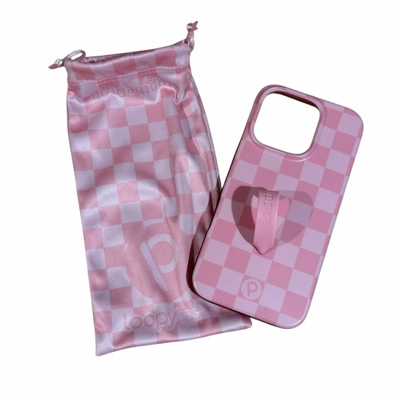 Loopy Case Checkered Phone Case iPhone 16 Pro Pink - Picture 1 of 6
